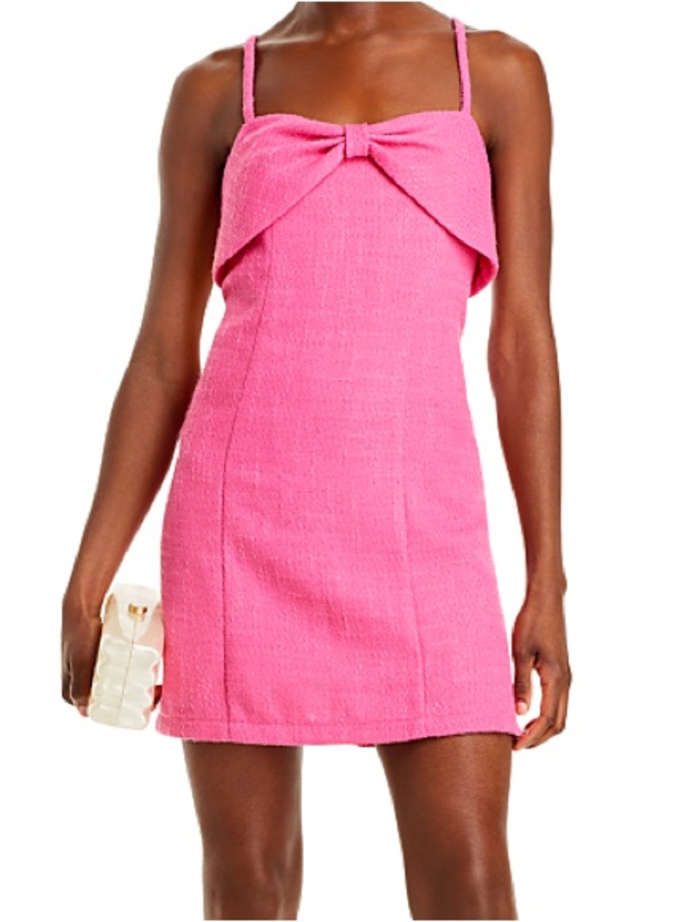 Bloomingdale’s Aqua Barbie Hot Pink Bow-Front Spaghetti Strap Dress